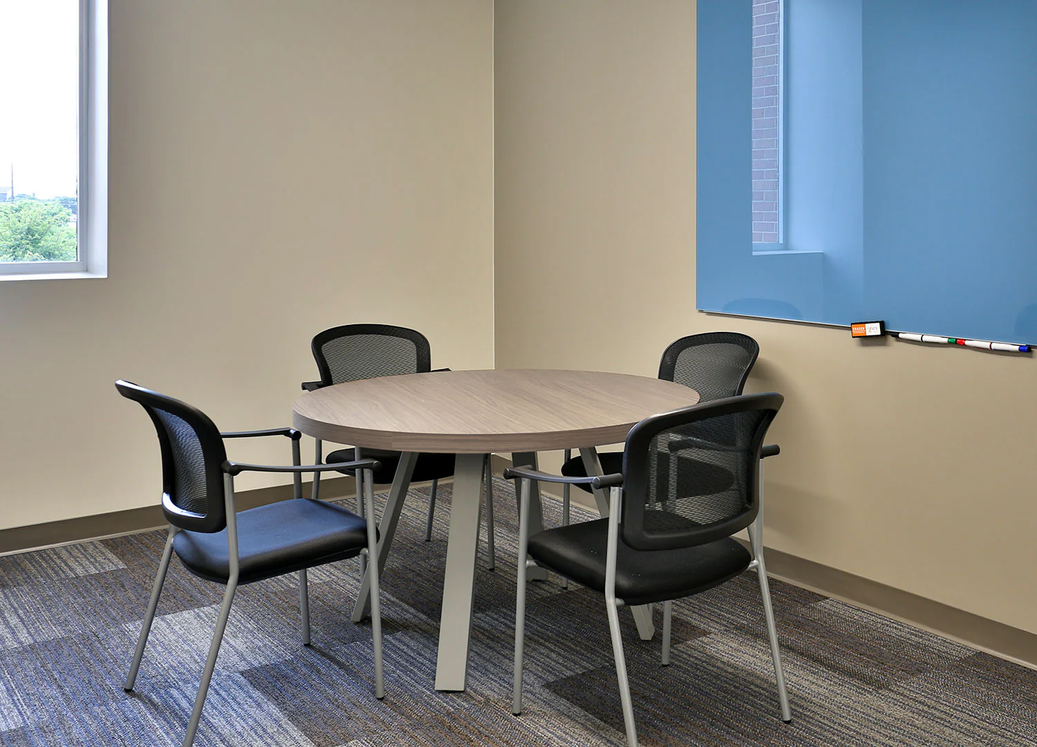 60" Round Angled-Leg Table - Shadow Elm + Electric White - Image 3